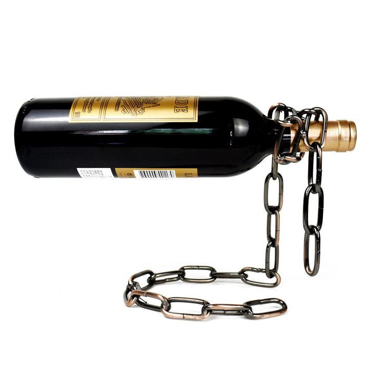 Iron Wine Holder with Chain Loop – Unique Table Display for One Bottle, Compact Design, Durable Construction 5