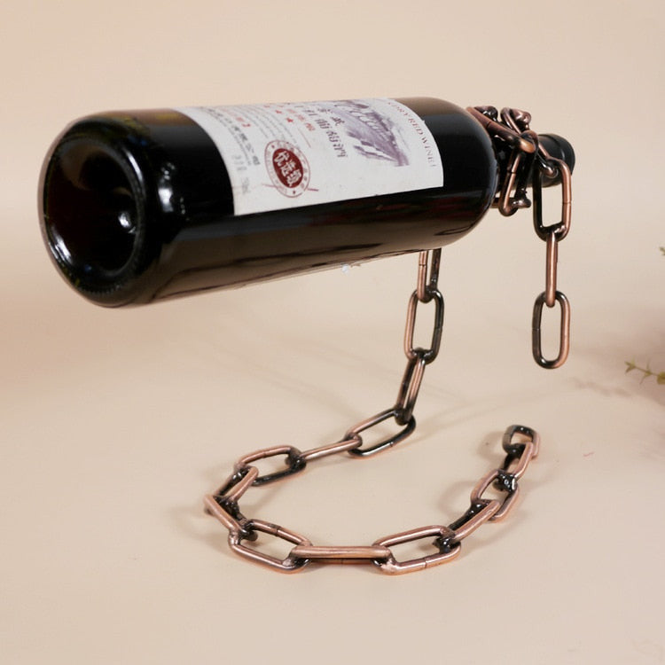 Iron Wine Holder with Chain Loop – Unique Table Display for One Bottle, Compact Design, Durable Construction 6