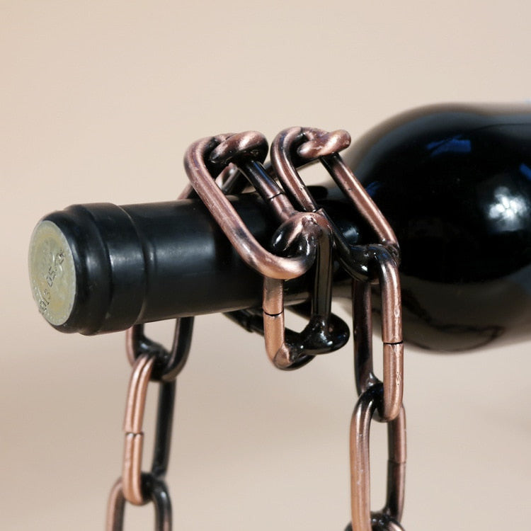 Iron Wine Holder with Chain Loop – Unique Table Display for One Bottle, Compact Design, Durable Construction 7