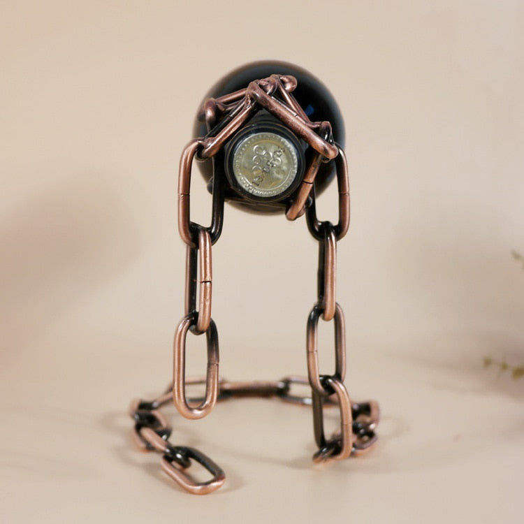 Iron Wine Holder with Chain Loop – Unique Table Display for One Bottle, Compact Design, Durable Construction 8
