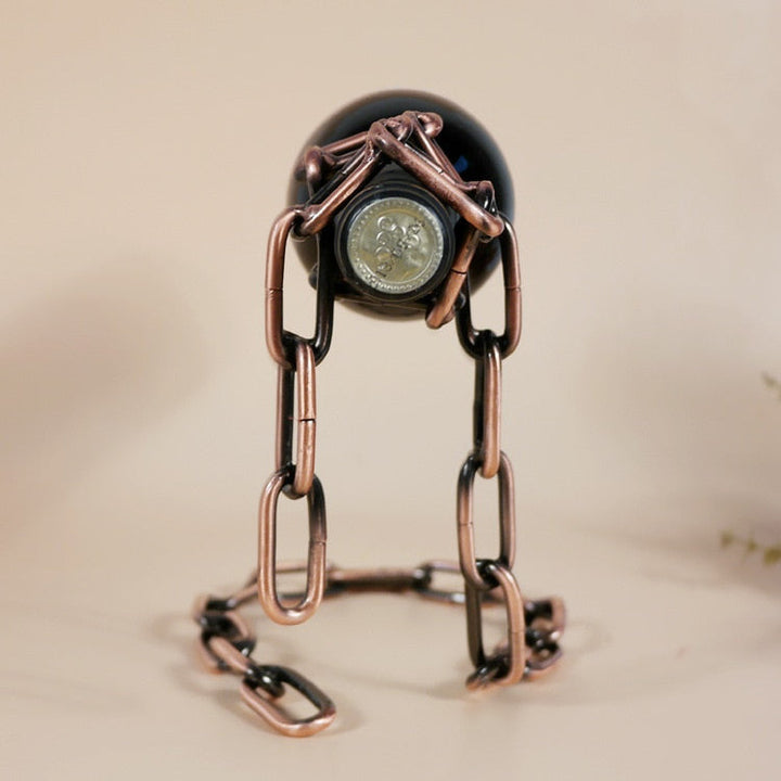 Iron Wine Holder with Chain Loop – Unique Table Display for One Bottle, Compact Design, Durable Construction 8