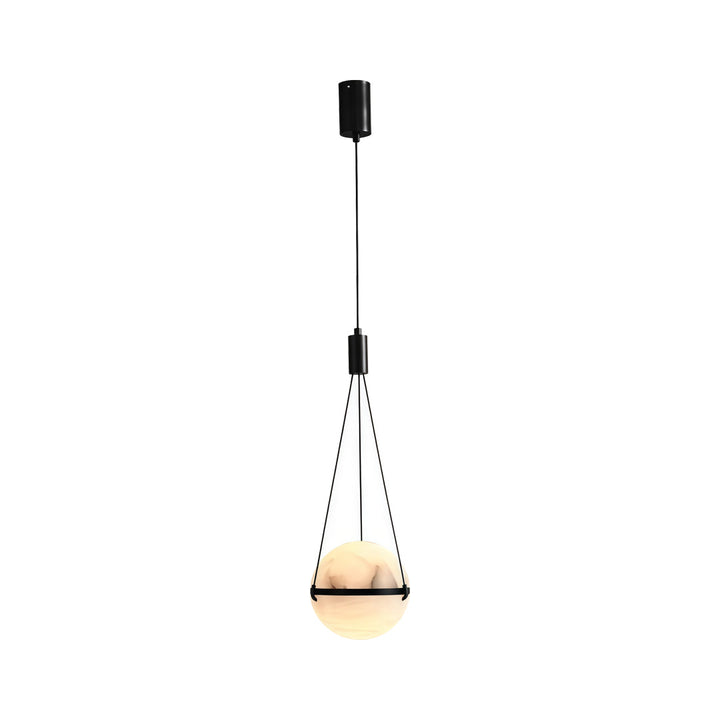 Italian Style Globe Pendant Light Fixture with Marble Shade – Adjustable Copper Hanging Light for Kitchen or Home Decor 0