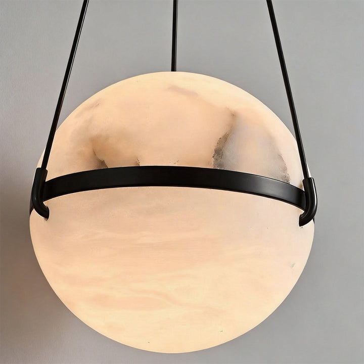 Italian Style Globe Pendant Light Fixture with Marble Shade – Adjustable Copper Hanging Light for Kitchen or Home Decor 5