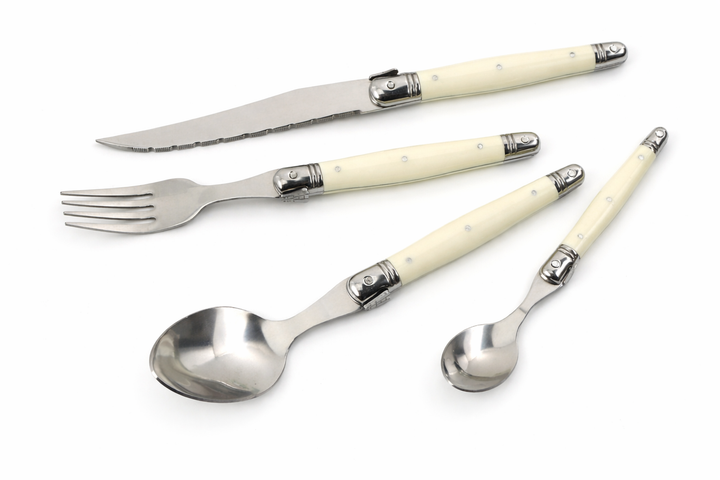 Ivory Laguiole Style Flatware Set – Elegant Stainless Steel Cutlery for Dining 11