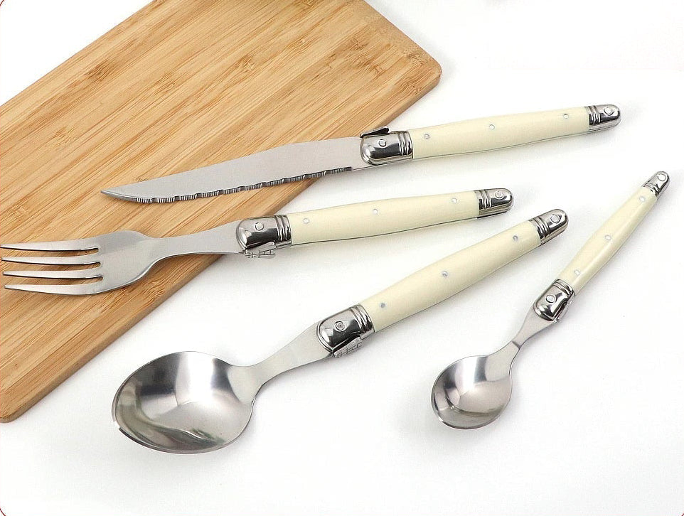 Ivory Laguiole Style Flatware Set – Elegant Stainless Steel Cutlery for Dining 2
