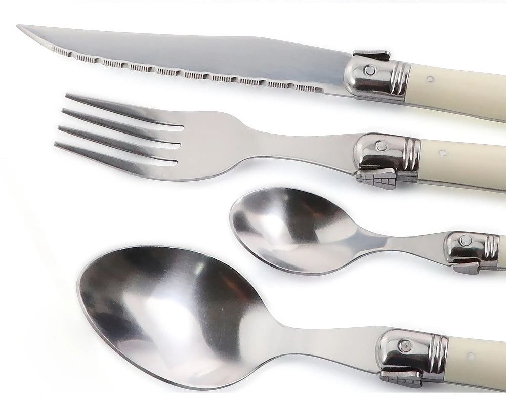 Ivory Laguiole Style Flatware Set – Elegant Stainless Steel Cutlery for Dining 7