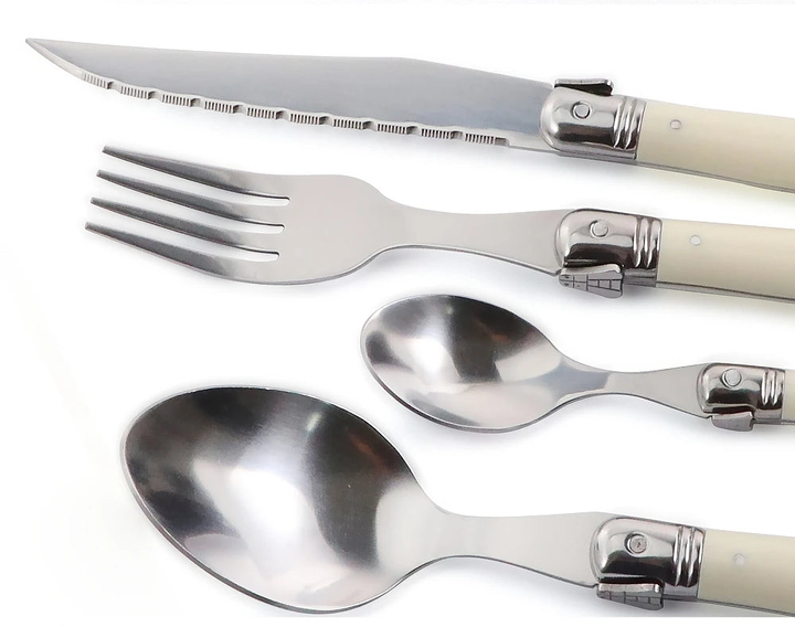 Ivory Laguiole Style Flatware Set – Elegant Stainless Steel Cutlery for Dining 7