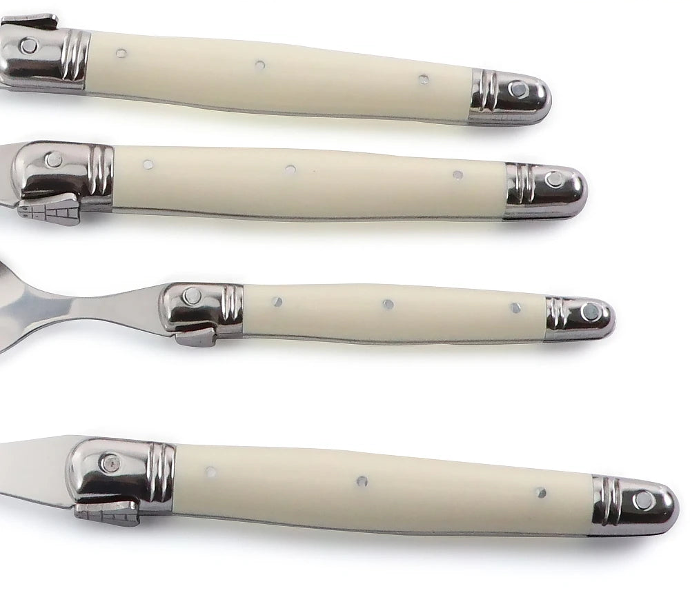 Ivory Laguiole Style Flatware Set – Elegant Stainless Steel Cutlery for Dining 8