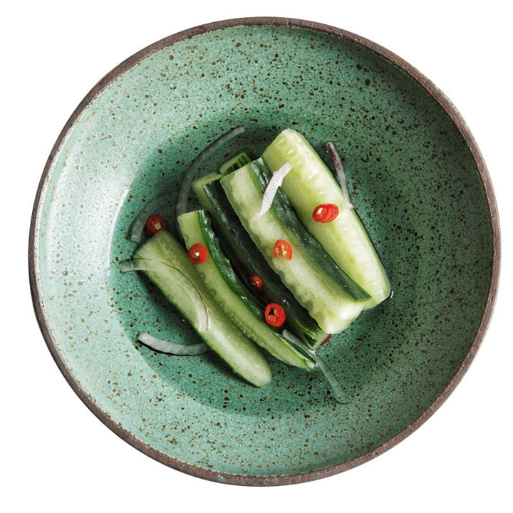Jade Stoneware Ceramic Dinnerware Set – Vintage Glazed Porcelain with Unique Shapes 8