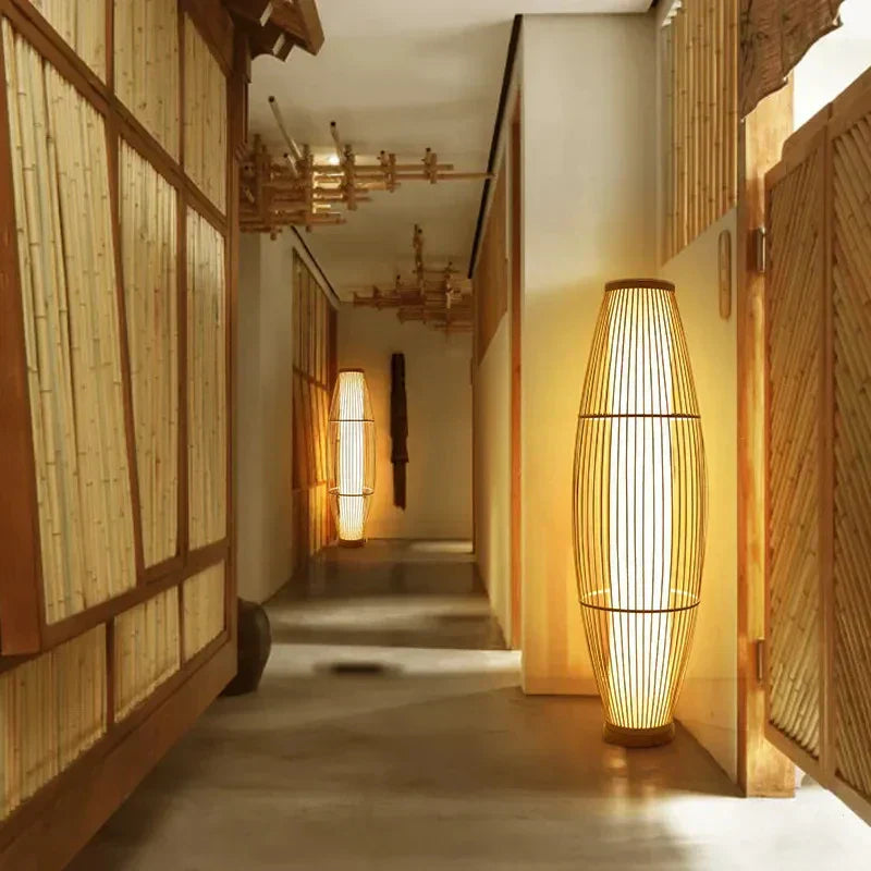 Japandi Bamboo Floor Lamp – Eco-Friendly LED Standing Lamp for Living Room and Bedroom Decor 1