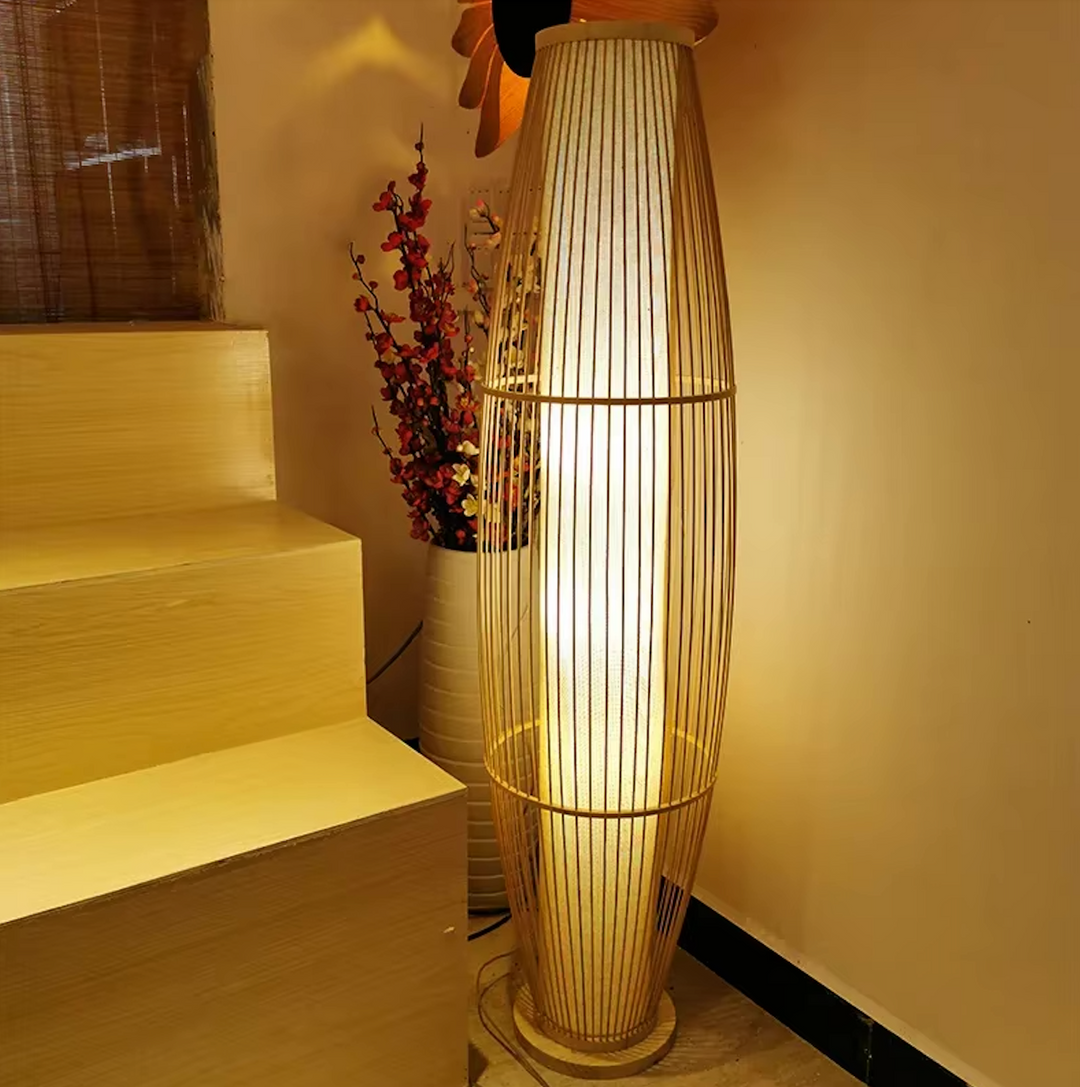 Japandi Bamboo Floor Lamp – Eco-Friendly LED Standing Lamp for Living Room and Bedroom Decor 2