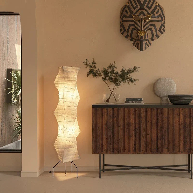 Japandi Floor Lamp with Organic Rice Paper Design – Elegant Standing Lamp for Living Room Decor 0