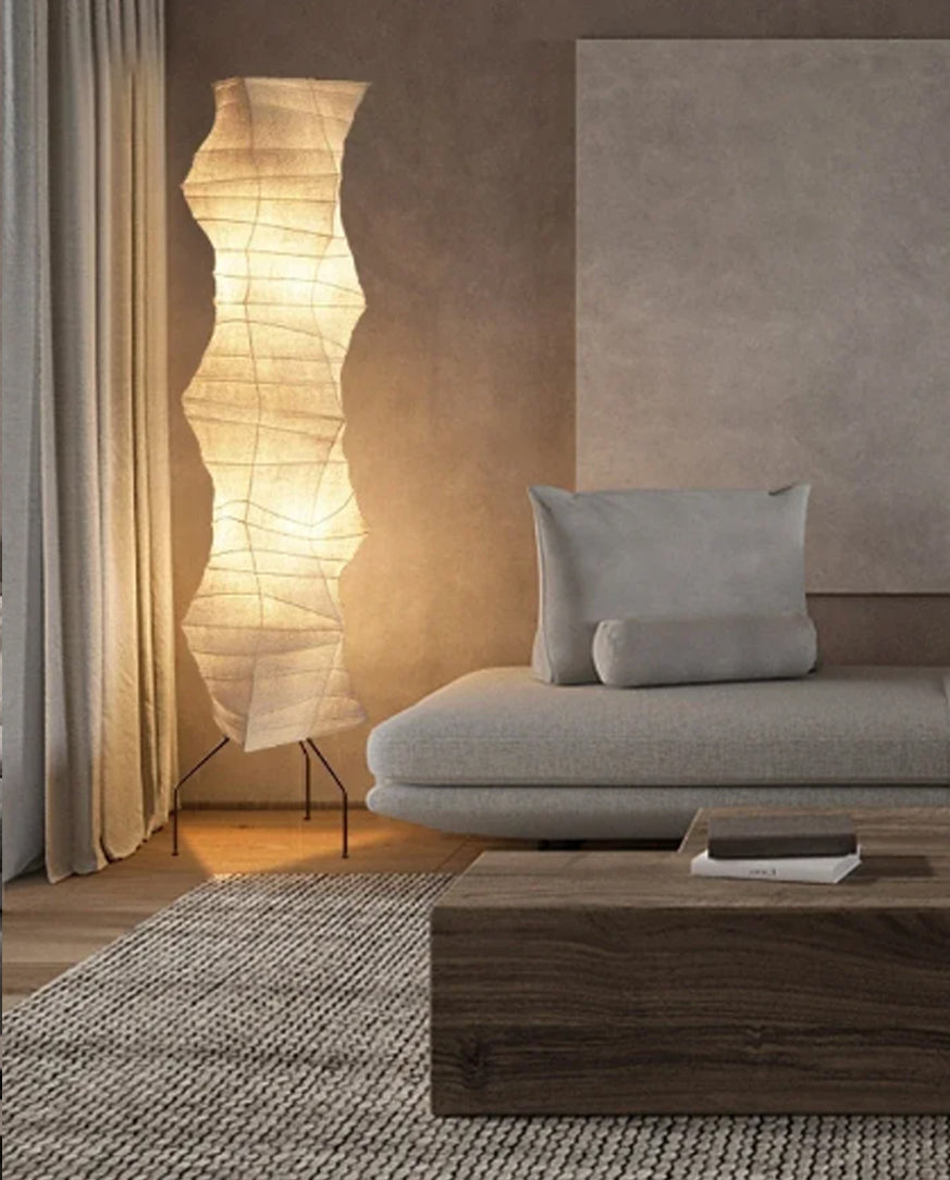 Japandi Floor Lamp with Organic Rice Paper Design – Elegant Standing Lamp for Living Room Decor 1