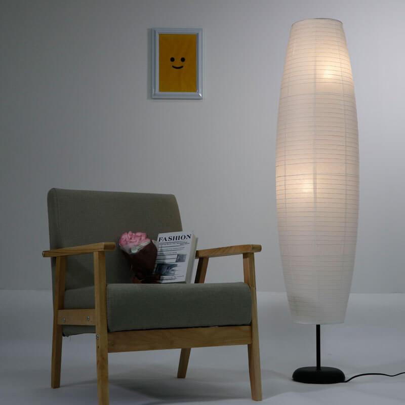 Japandi Floor Lamp with Rice Paper Column Design – Minimalist Style for Warm Ambient Lighting 0
