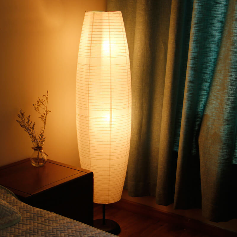 Japandi Floor Lamp with Rice Paper Column Design – Minimalist Style for Warm Ambient Lighting 1