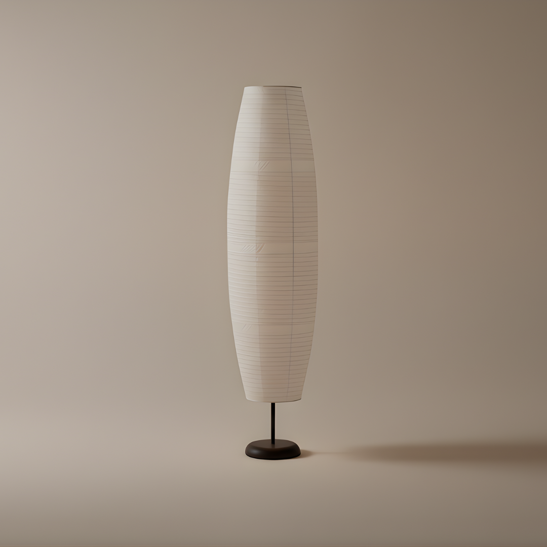 Japandi Floor Lamp with Rice Paper Column Design – Minimalist Style for Warm Ambient Lighting 8