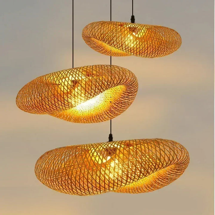 Japandi Rattan Pendant Light – Hand-Woven Bamboo Hanging Lamp for Boho and Skandi Home Decor 1