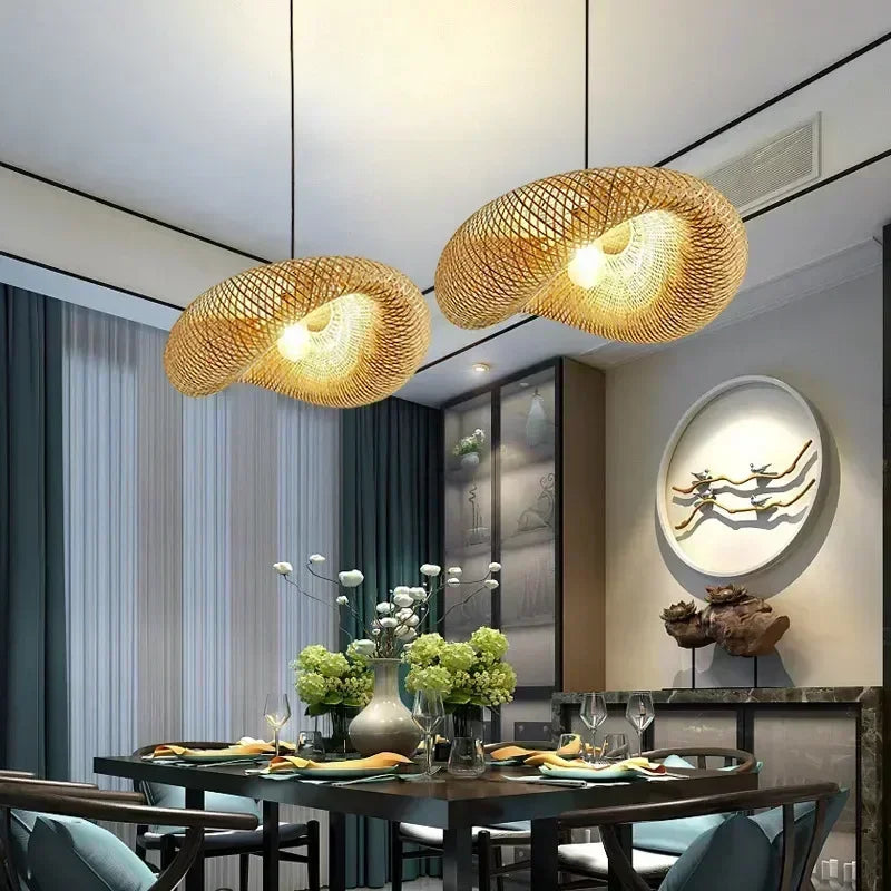 Japandi Rattan Pendant Light – Hand-Woven Bamboo Hanging Lamp for Boho and Skandi Home Decor 3