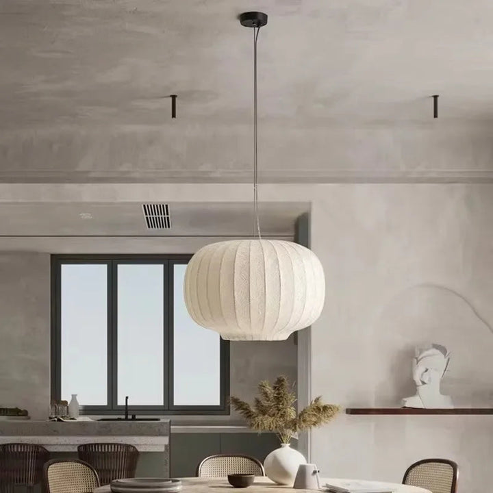 Japandi Silk Hanging Lamp – Elegant Staircase Pendant Light for Modern Kitchen and Home Decor 5