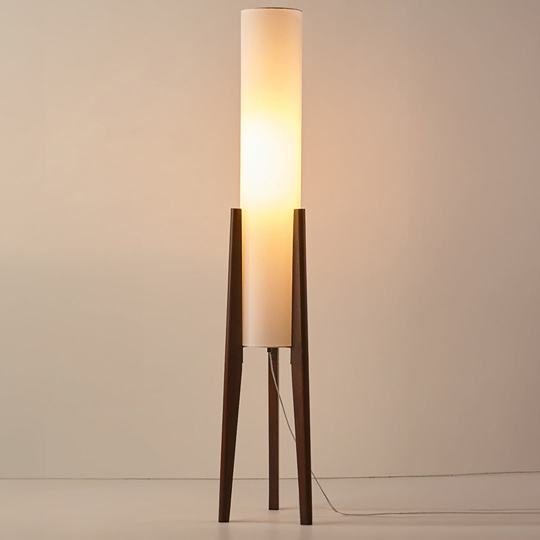 Japandi Solid Wood Floor Lamp with LED Light – Walnut and Brass Design 2