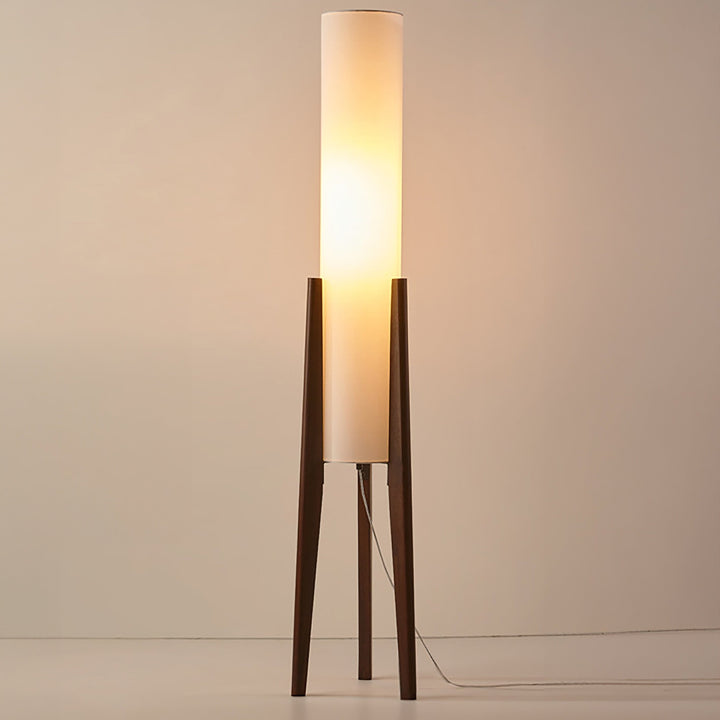 Japandi Solid Wood Floor Lamp with LED Light – Walnut and Brass Design 2