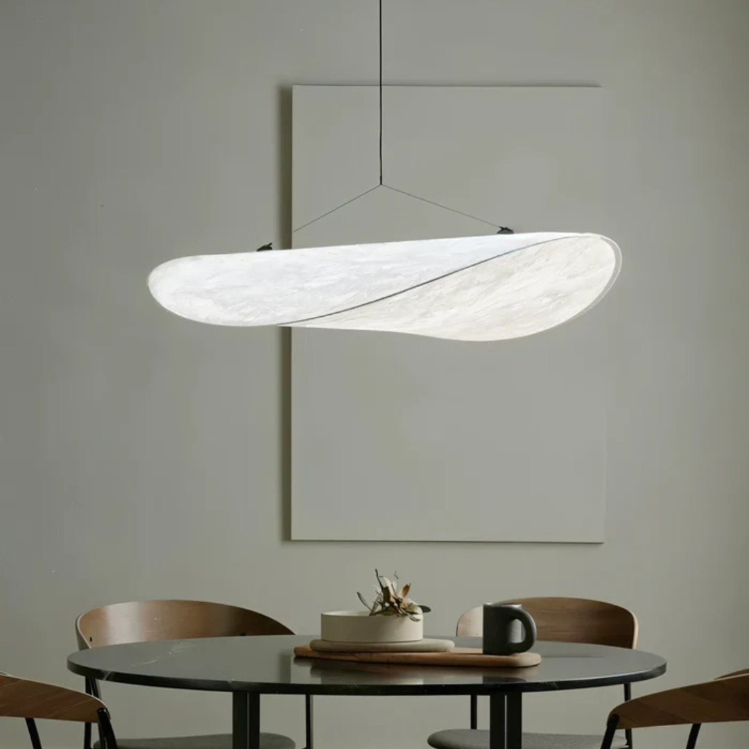 Japandi Style Hanging Lamp with Fabric Shade – Handmade Pendant Light for Dining Room, Living Room, or Bedroom 2