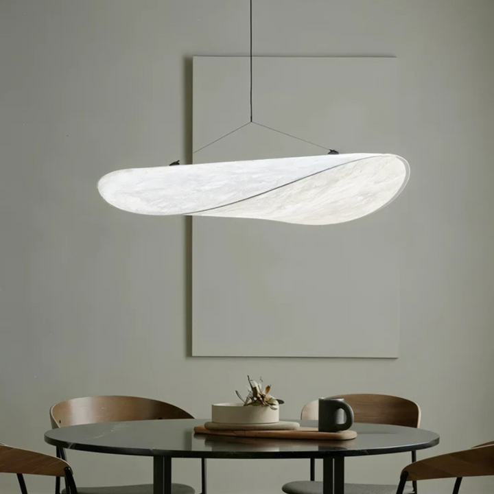 Japandi Style Hanging Lamp with Fabric Shade – Handmade Pendant Light for Dining Room, Living Room, or Bedroom 2