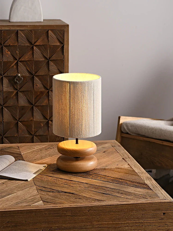 Japandi Table Lamp with Walnut Base and Rope Shade – Handmade Bedside or Desk Lamp for Cozy Living Room Lighting 2