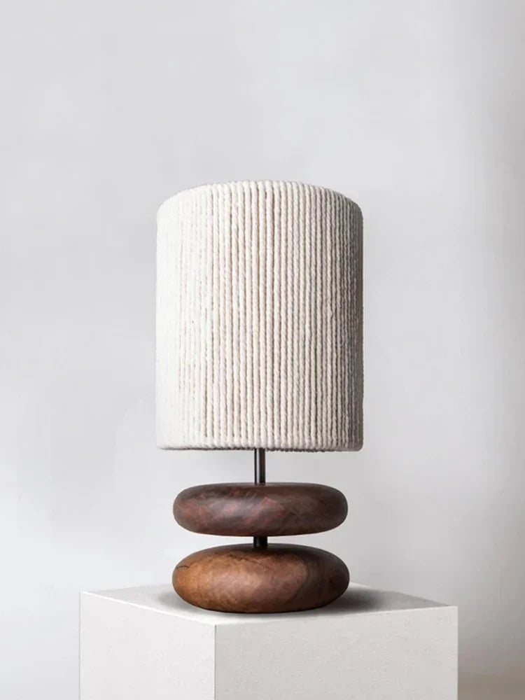Japandi Table Lamp with Walnut Base and Rope Shade – Handmade Bedside or Desk Lamp for Cozy Living Room Lighting 3