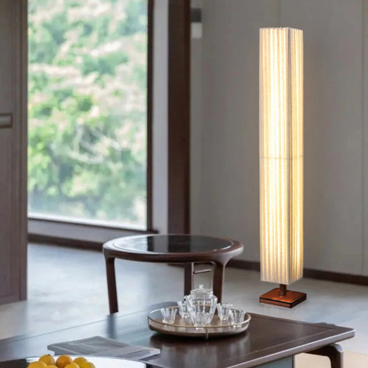 Japandi Walnut Floor Lamp with Warm LED Light – Modern Standing Lamp for Living Room and Elegant Interiors 0