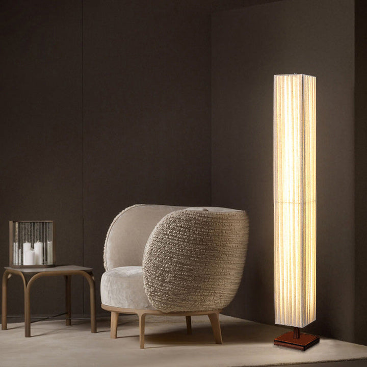 Japandi Walnut Floor Lamp with Warm LED Light – Modern Standing Lamp for Living Room and Elegant Interiors 2