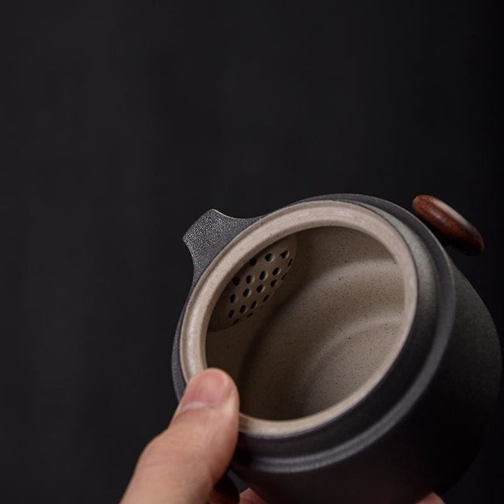 Japanese Travel Tea Set with Handmade Pottery, Includes Teapot, 2 Cups, and Compact Travel Bag 4