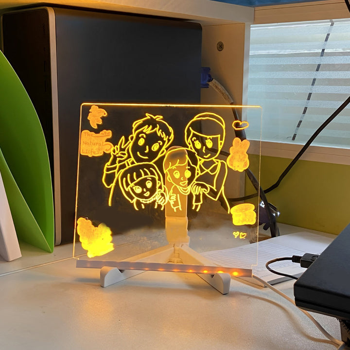 LED Acrylic Message Board Table Lamp with Writable Surface, Colorful USB Rechargeable Lighting and Modern Tripod Base 2