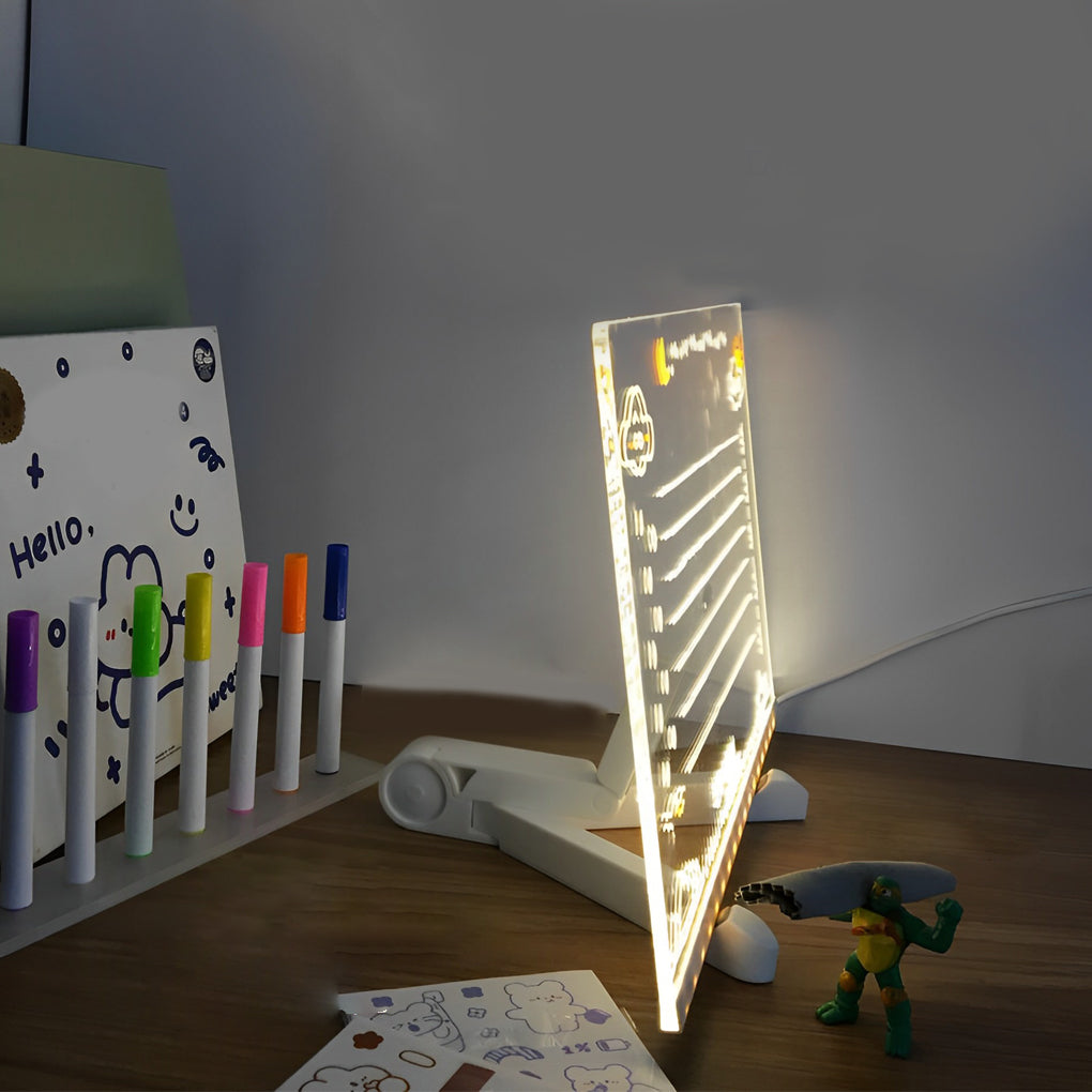 LED Acrylic Message Board Table Lamp with Writable Surface, Colorful USB Rechargeable Lighting and Modern Tripod Base 3