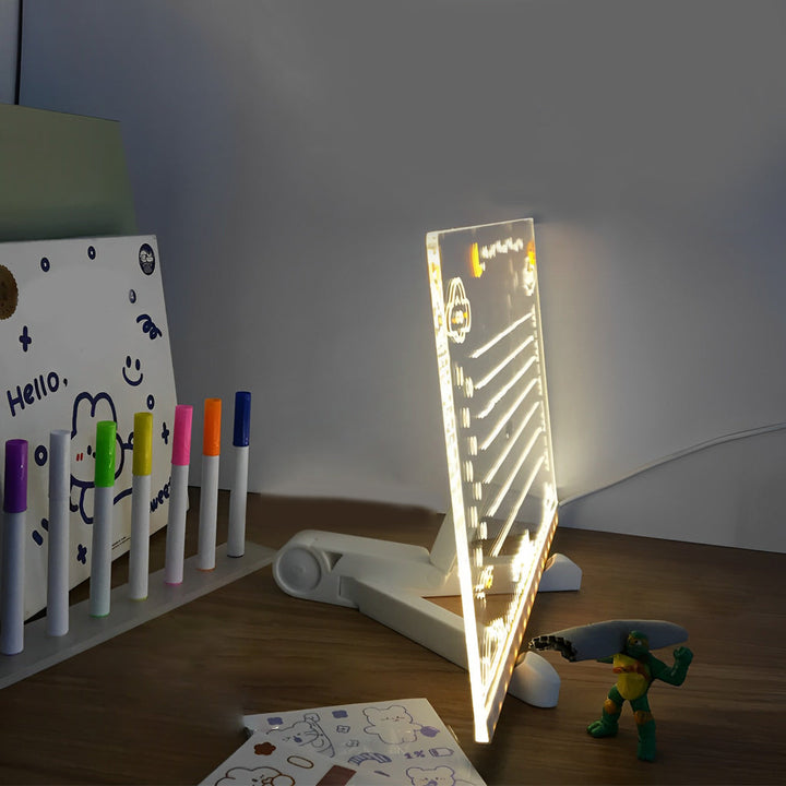 LED Acrylic Message Board Table Lamp with Writable Surface, Colorful USB Rechargeable Lighting and Modern Tripod Base 3