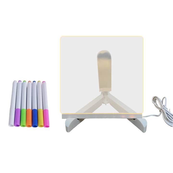 LED Acrylic Message Board Table Lamp with Writable Surface, Colorful USB Rechargeable Lighting and Modern Tripod Base 7