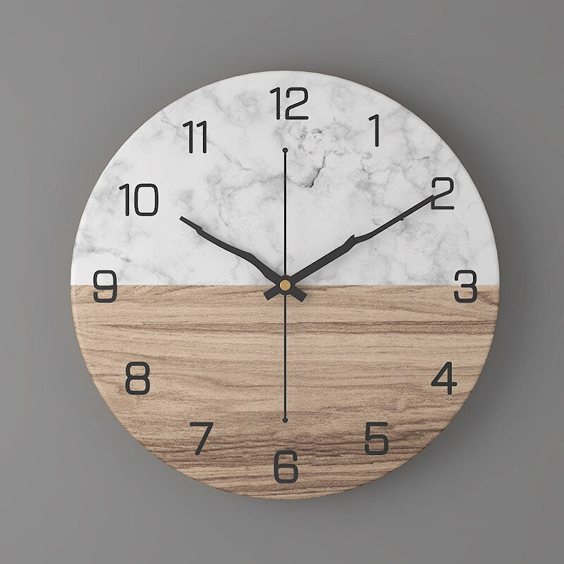 Large Modern Wall Clock with Marble Look and Silent Quartz Movement – 30cm Diameter Wall Clock Decor 0