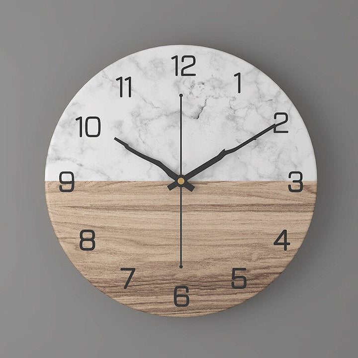 Large Modern Wall Clock with Marble Look and Silent Quartz Movement – 30cm Diameter Wall Clock Decor 0