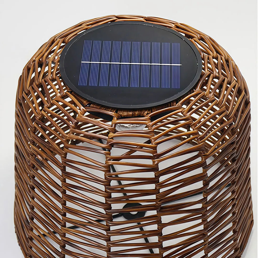 Large Outdoor Woven Rattan Pendant Light with Solar and USB Charging, Waterproof IP54 Ceiling Fixture 5