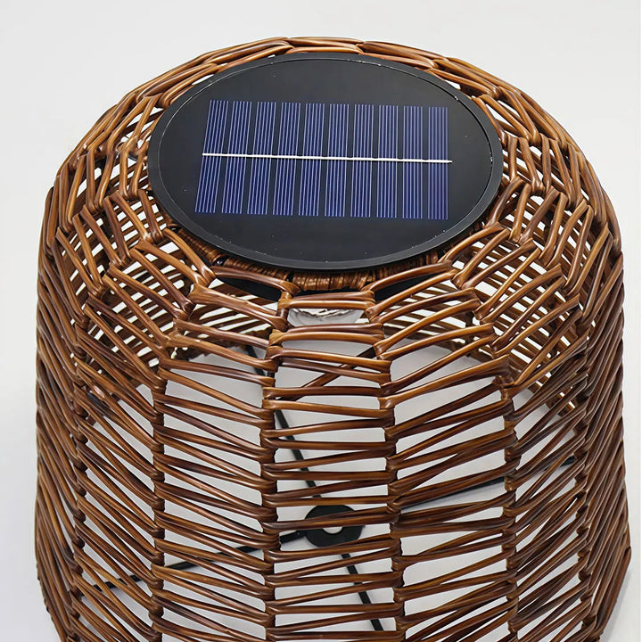 Large Outdoor Woven Rattan Pendant Light with Solar and USB Charging, Waterproof IP54 Ceiling Fixture 5