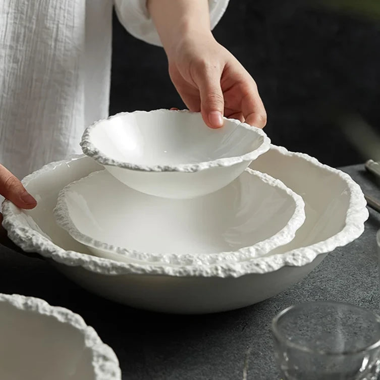 Large Rustic Ceramic Serving Bowl – Handcrafted Porcelain Large Salad Bowl for Hearty Meals, Dishwasher Safe 2