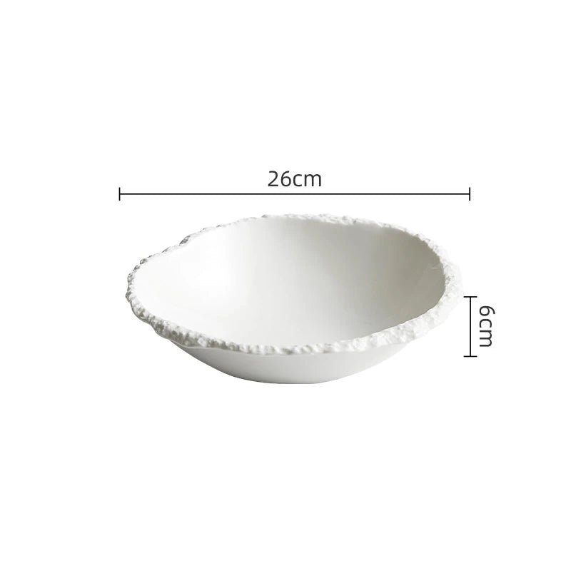 Large Rustic Ceramic Serving Bowl – Handcrafted Porcelain Large Salad Bowl for Hearty Meals, Dishwasher Safe 6