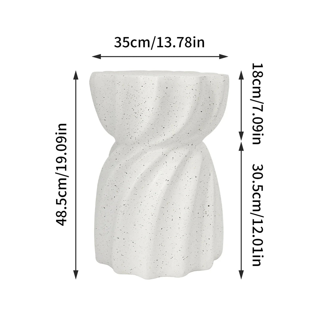 Lightweight Hourglass Concrete Side Table for Indoor and Outdoor Use – Elegant Off-White Accent 5
