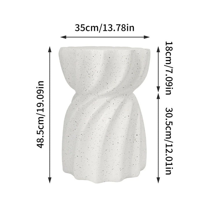 Lightweight Hourglass Concrete Side Table for Indoor and Outdoor Use – Elegant Off-White Accent 5