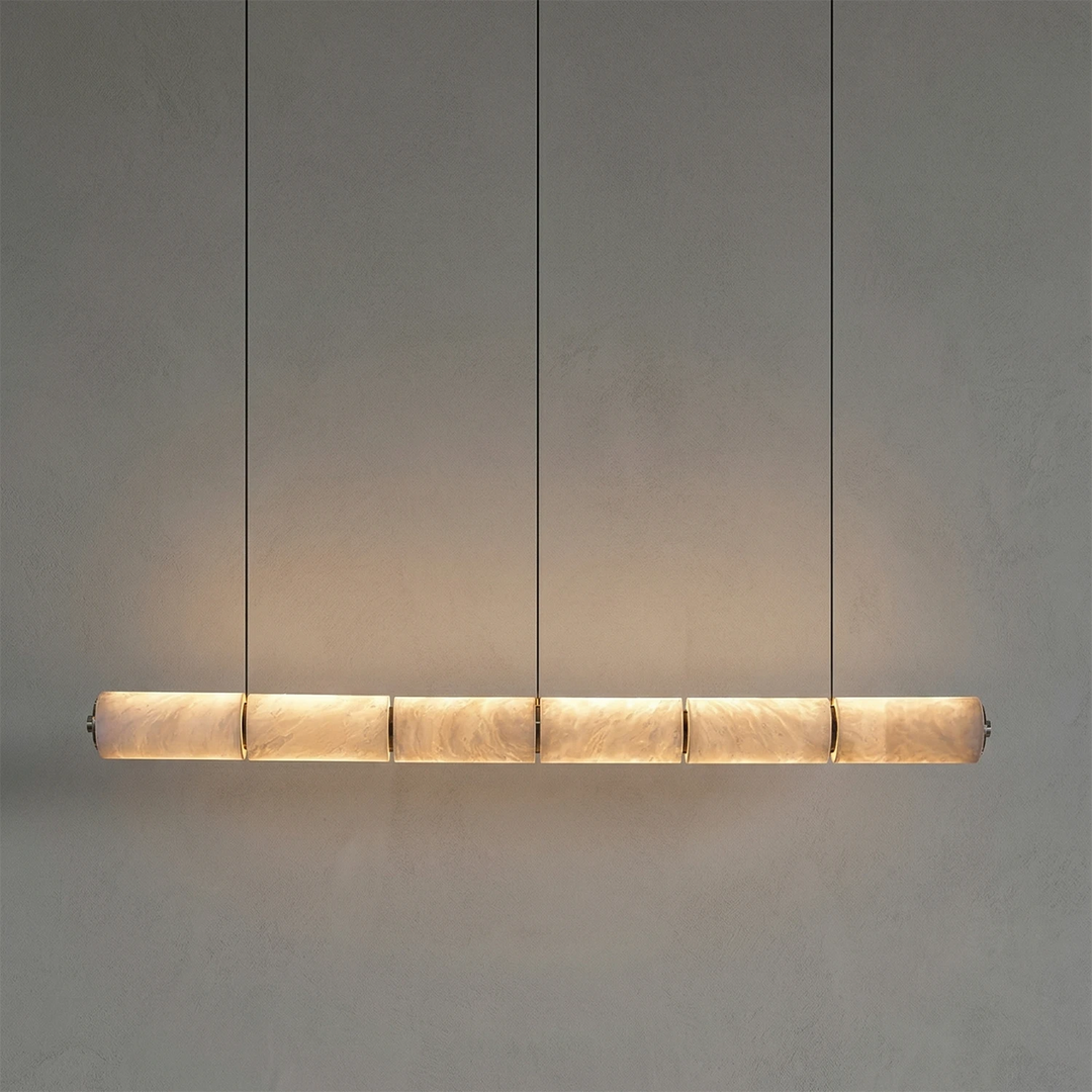 Linear Alabaster LED Chandelier – Modern Dining Room Light with Unique Design and Dimmable Feature 1