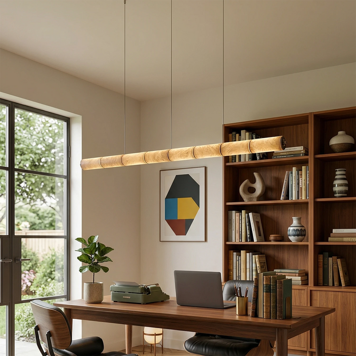 Linear Alabaster LED Chandelier – Modern Dining Room Light with Unique Design and Dimmable Feature 3