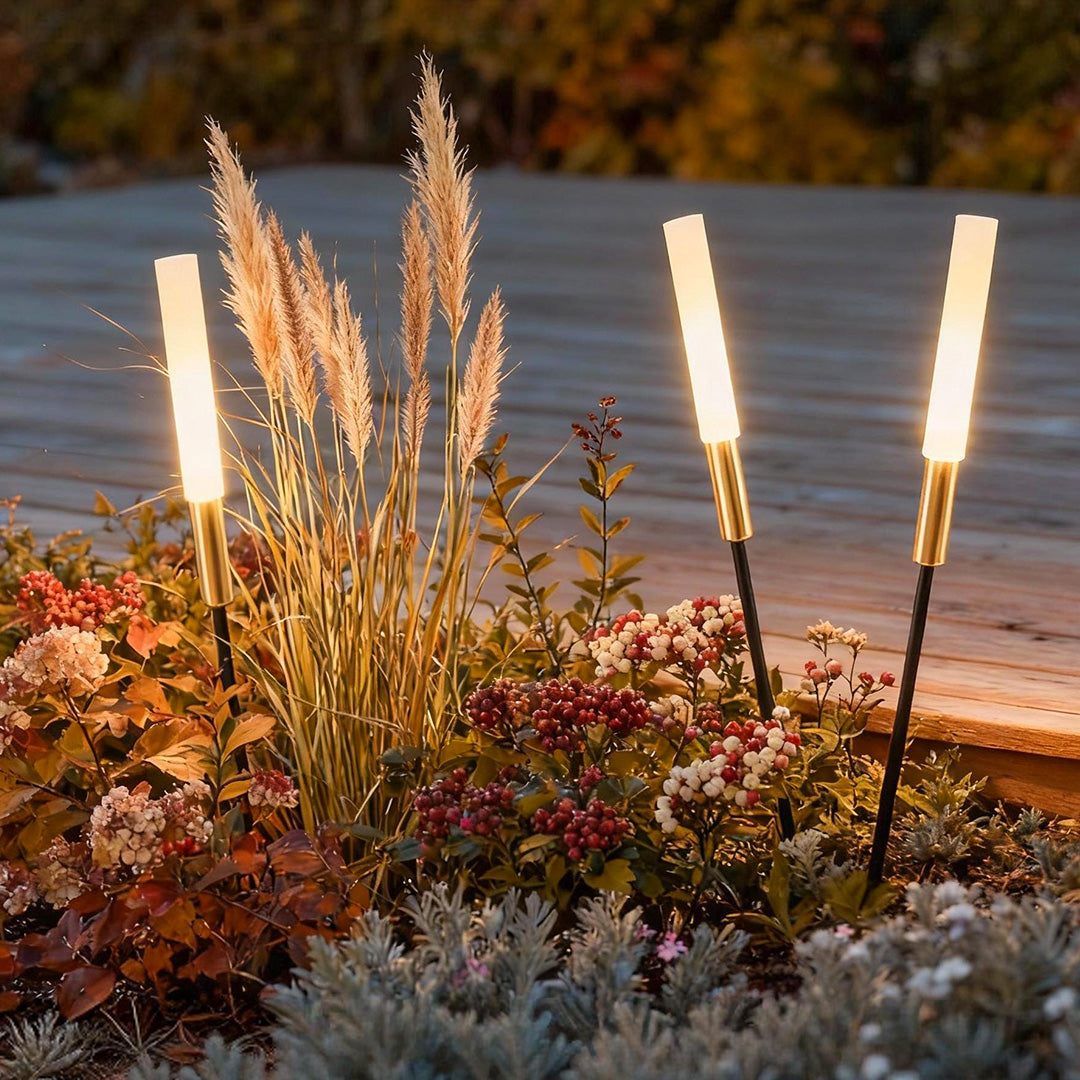 Low Voltage Landscape Lighting - Solar Outdoor Lights with Stainless Steel Frame, Warm White 3000K, 7 Height Options, Waterproof 3