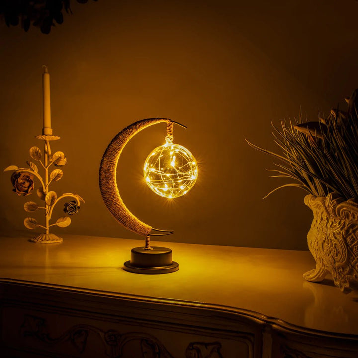 Lunar Moon Lamp – 3D Printed Night Light, Battery-Operated Celestial Home Decor, 11 Inch Height, Soft Glow for Serene Ambiance 0