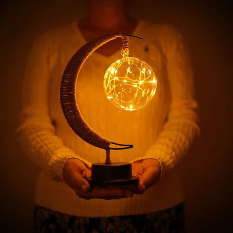 Lunar Moon Lamp – 3D Printed Night Light, Battery-Operated Celestial Home Decor, 11 Inch Height, Soft Glow for Serene Ambiance 2