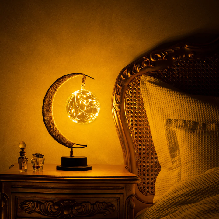 Lunar Moon Lamp – 3D Printed Night Light, Battery-Operated Celestial Home Decor, 11 Inch Height, Soft Glow for Serene Ambiance 3